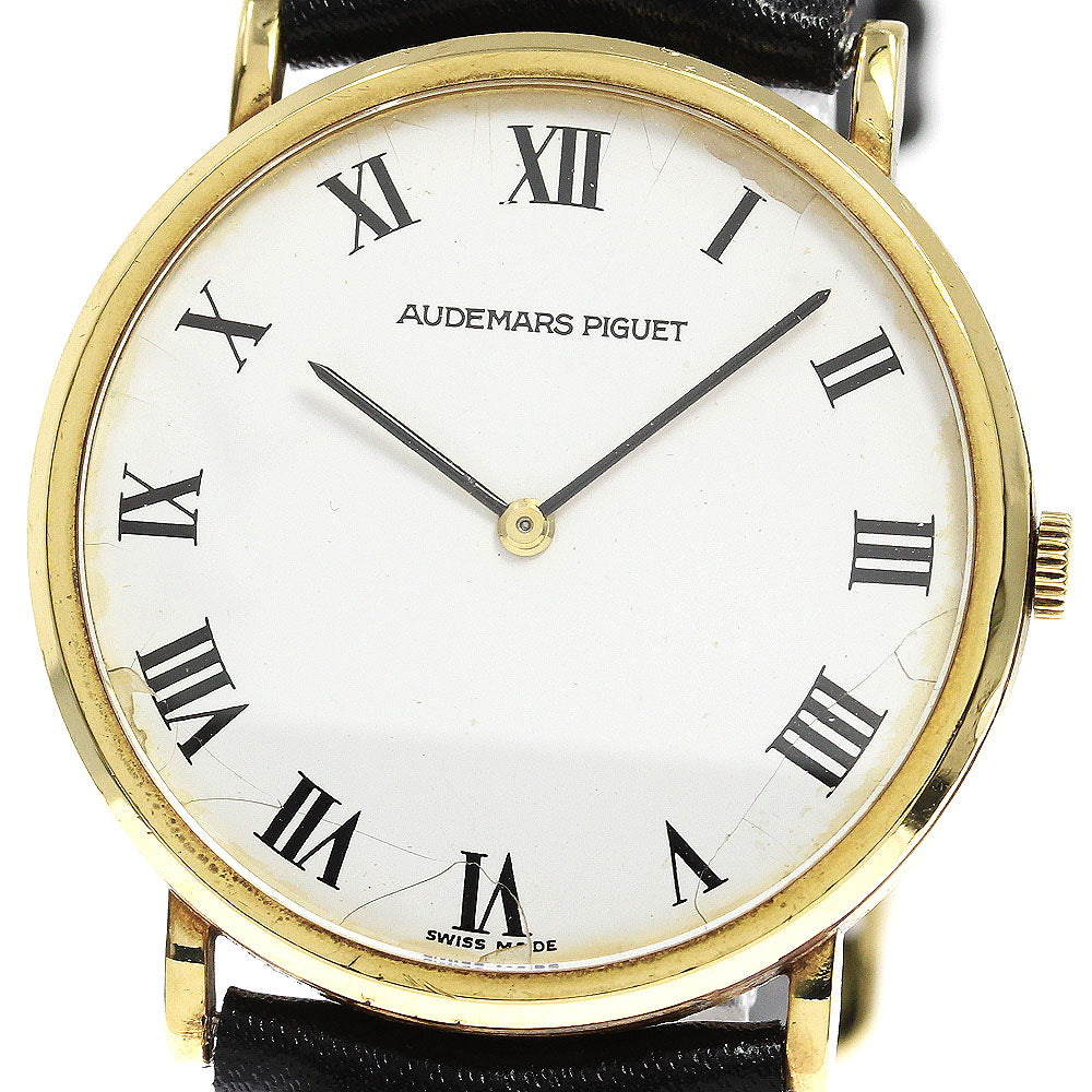 AUDEMARS PIGUET K18YG Cal.2080 White Dial Hand Winding Men's Watch_750382