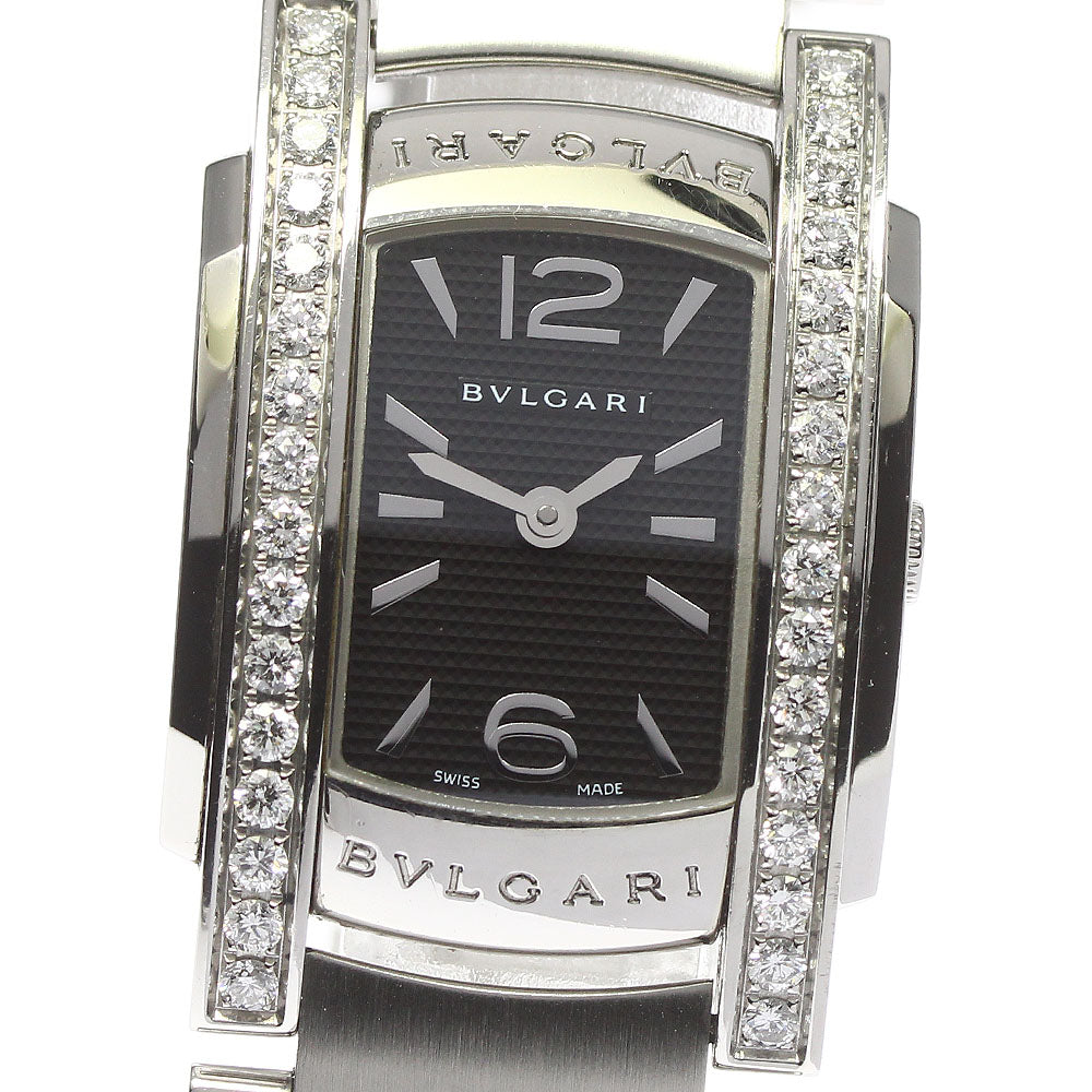 BVLGARI Assioma AA35S side diamond bezel black Dial Quartz Ladies Watch_751193