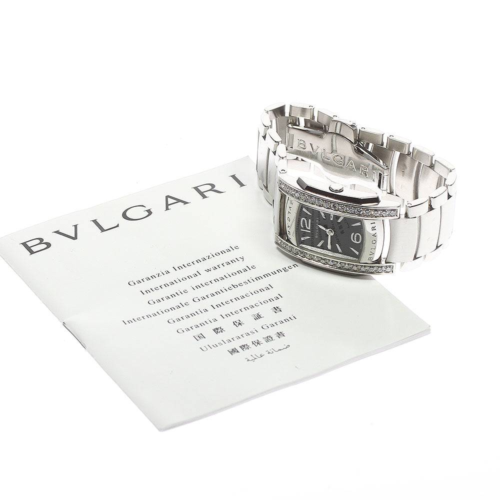 BVLGARI Assioma AA35S side diamond bezel black Dial Quartz Ladies Watch_751193