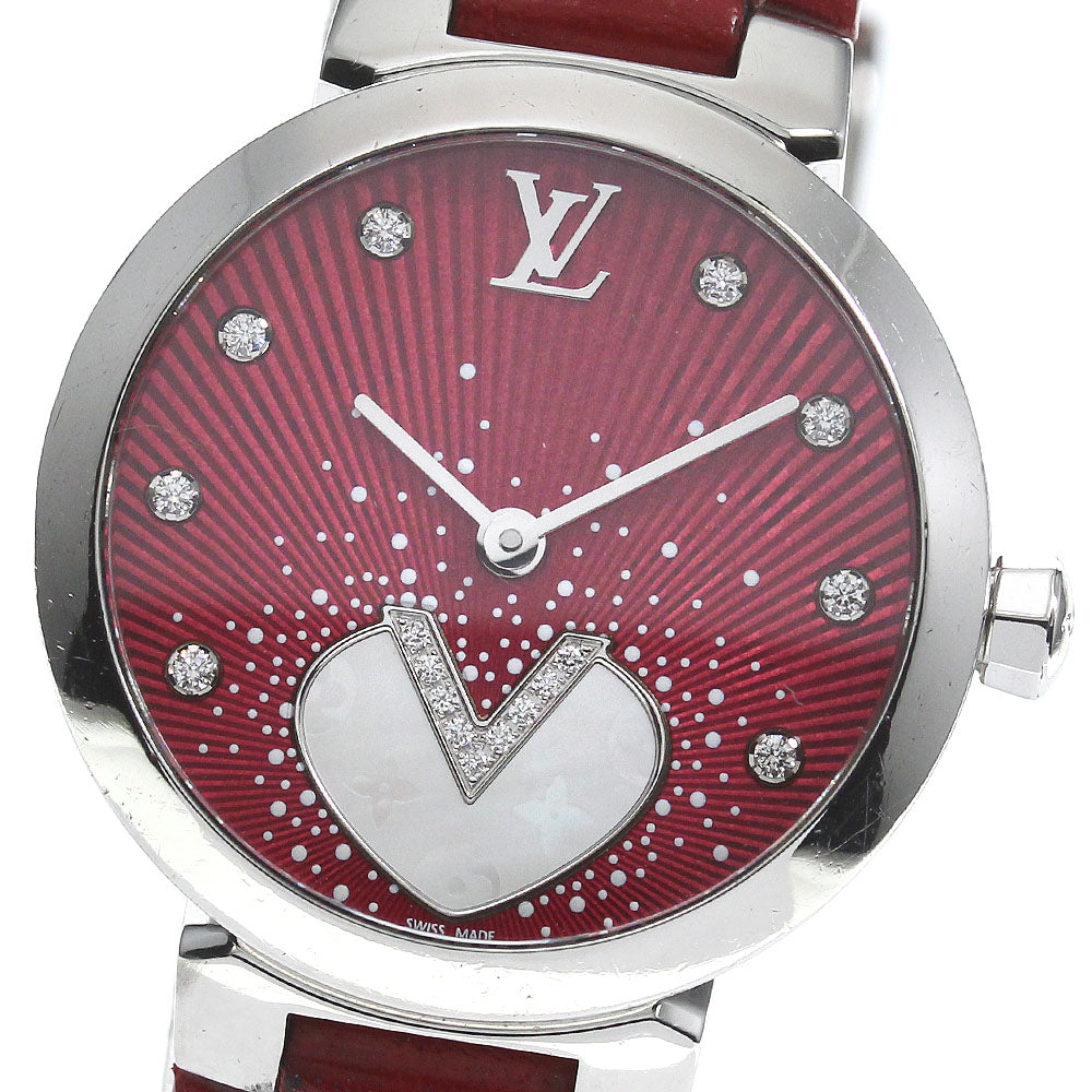 LOUIS VUITTON Tambour Rose Andian Q1J05 8P V diamond Quartz Ladies Watch_752952