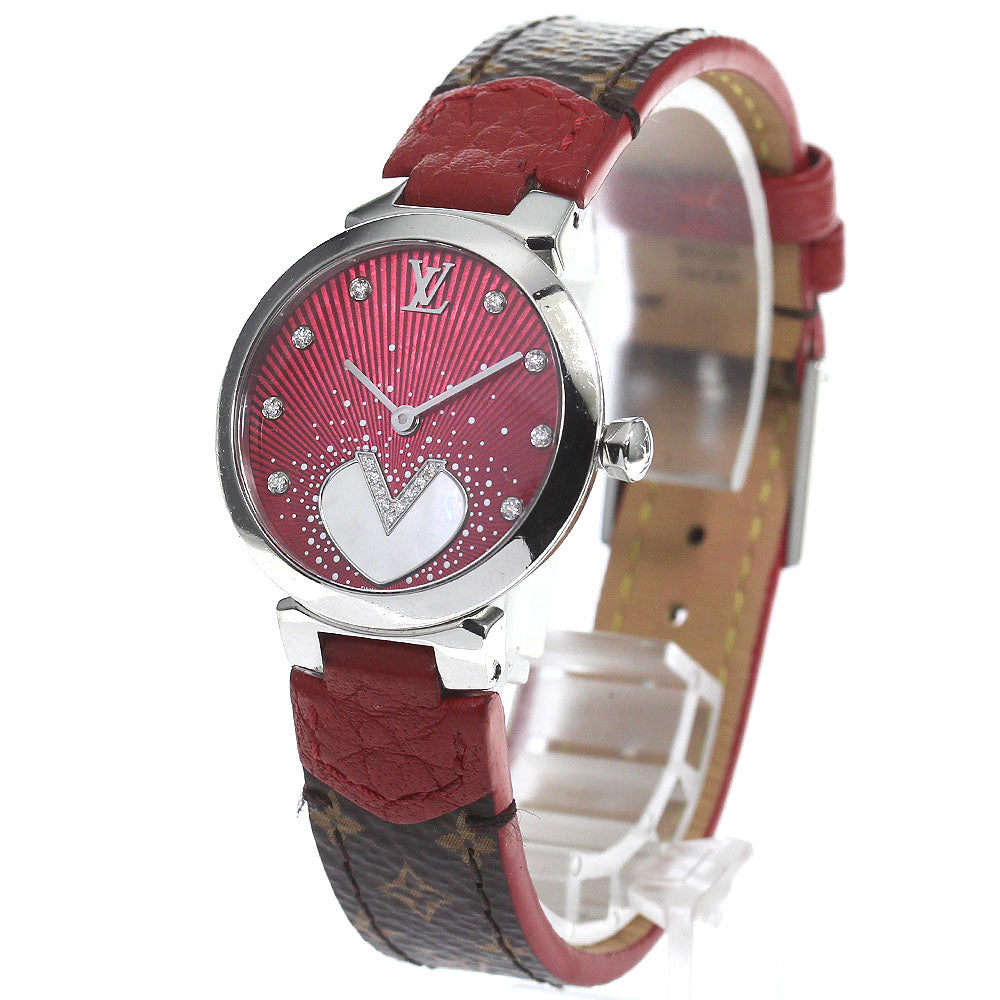 LOUIS VUITTON Tambour Rose Andian Q1J05 8P V diamond Quartz Ladies Watch_752952