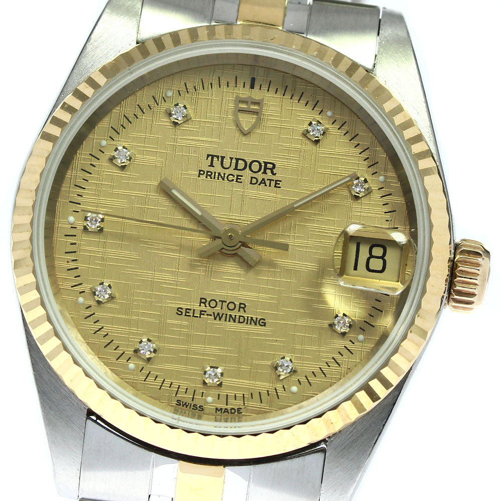 TUDOR Prince Date 72033 YG2 tone 10P diamond gold Dial Automatic Boy's Watch_753512
