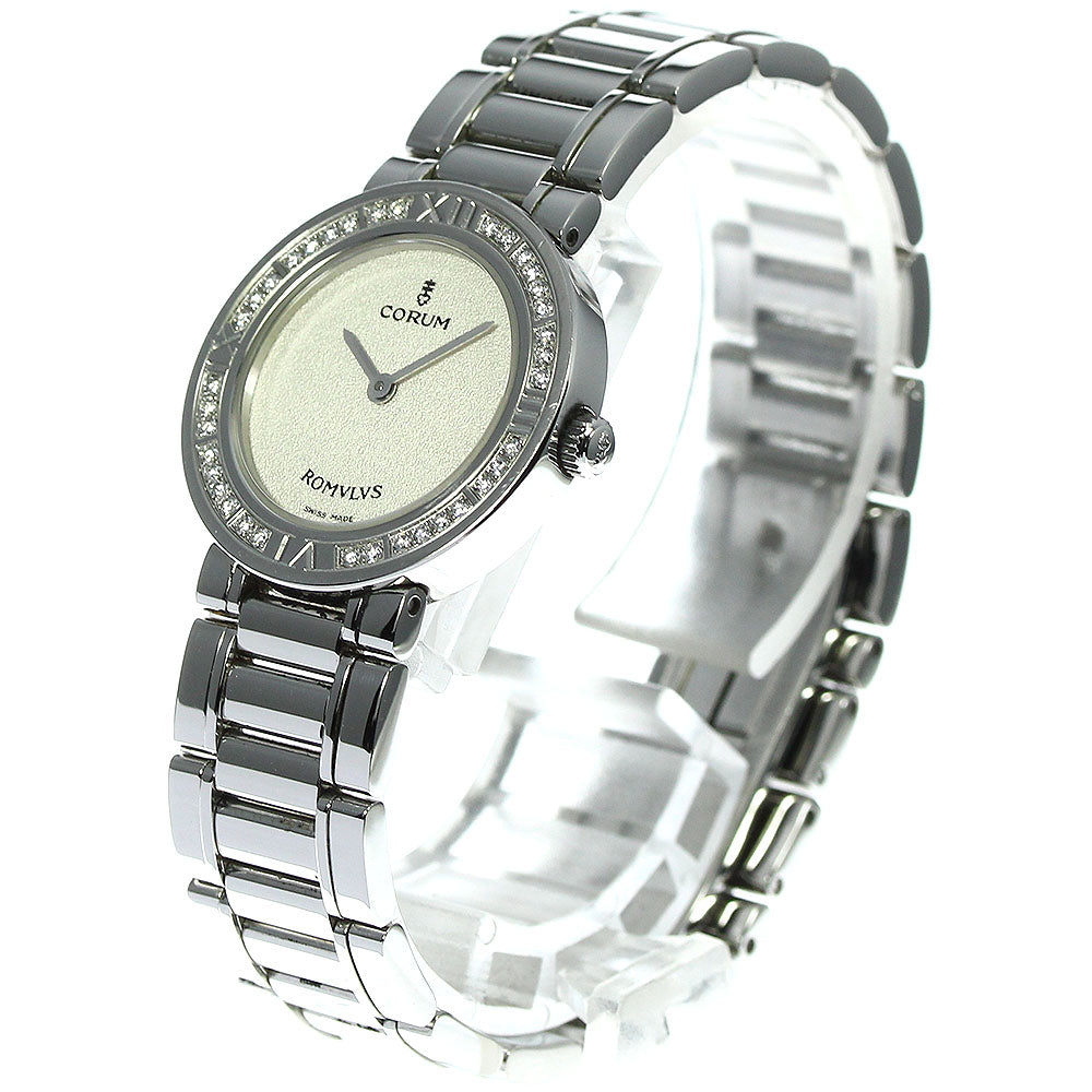 CORUM Romulus 165.128.47 V459 Diamond Bezel Silver Dial Quartz Ladies_754205