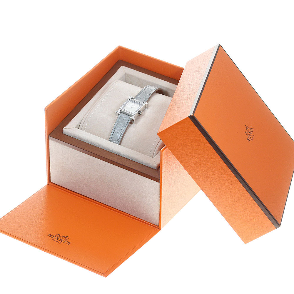 HERMES H watch mini HH1.132 Diamond Bezel White shell Dial Quartz Ladies Watch_755401