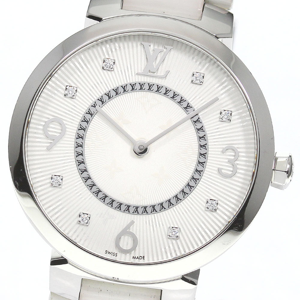 LOUIS VUITTON Tambour Slim MM Q13MJ 8P diamond Quartz Ladies Watch_755793