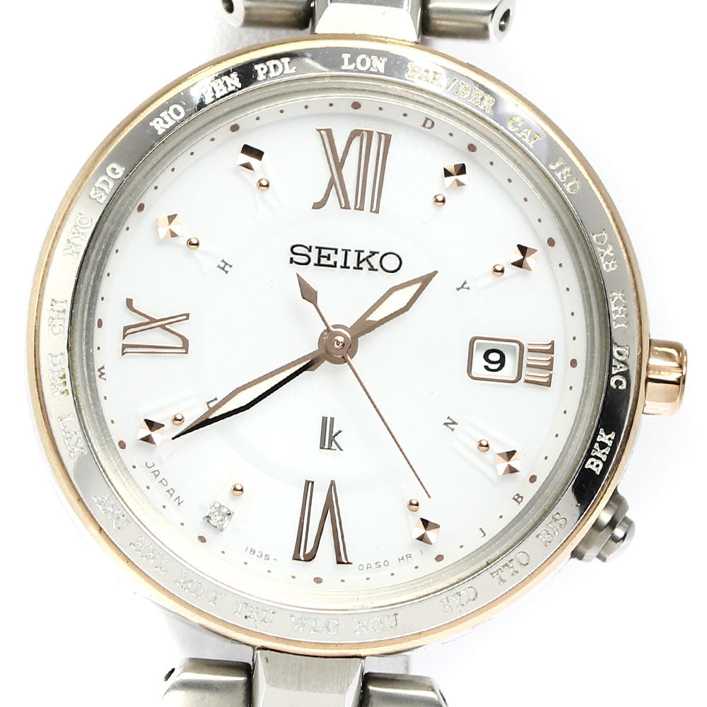 SEIKO Lukia SSQV056 Date white Dial Solar Powered Radio Ladies Watch_756265