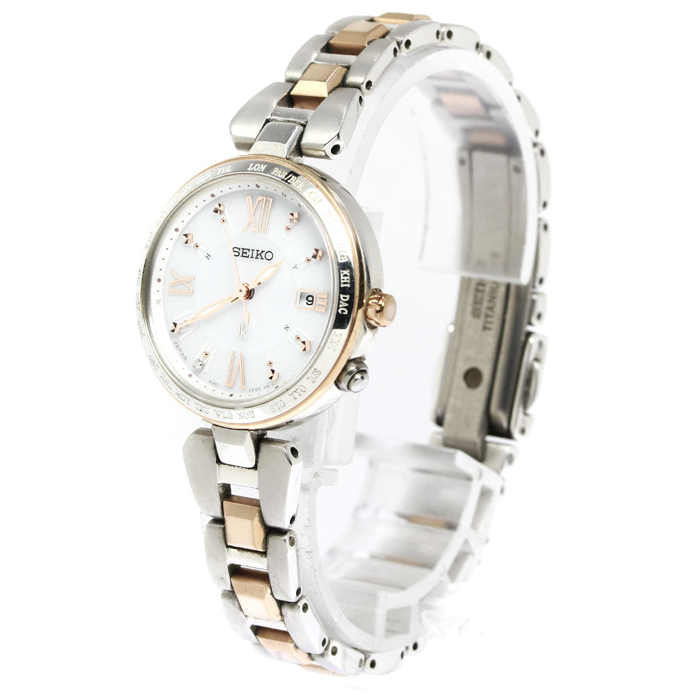 SEIKO Lukia SSQV056 Date white Dial Solar Powered Radio Ladies Watch_756265