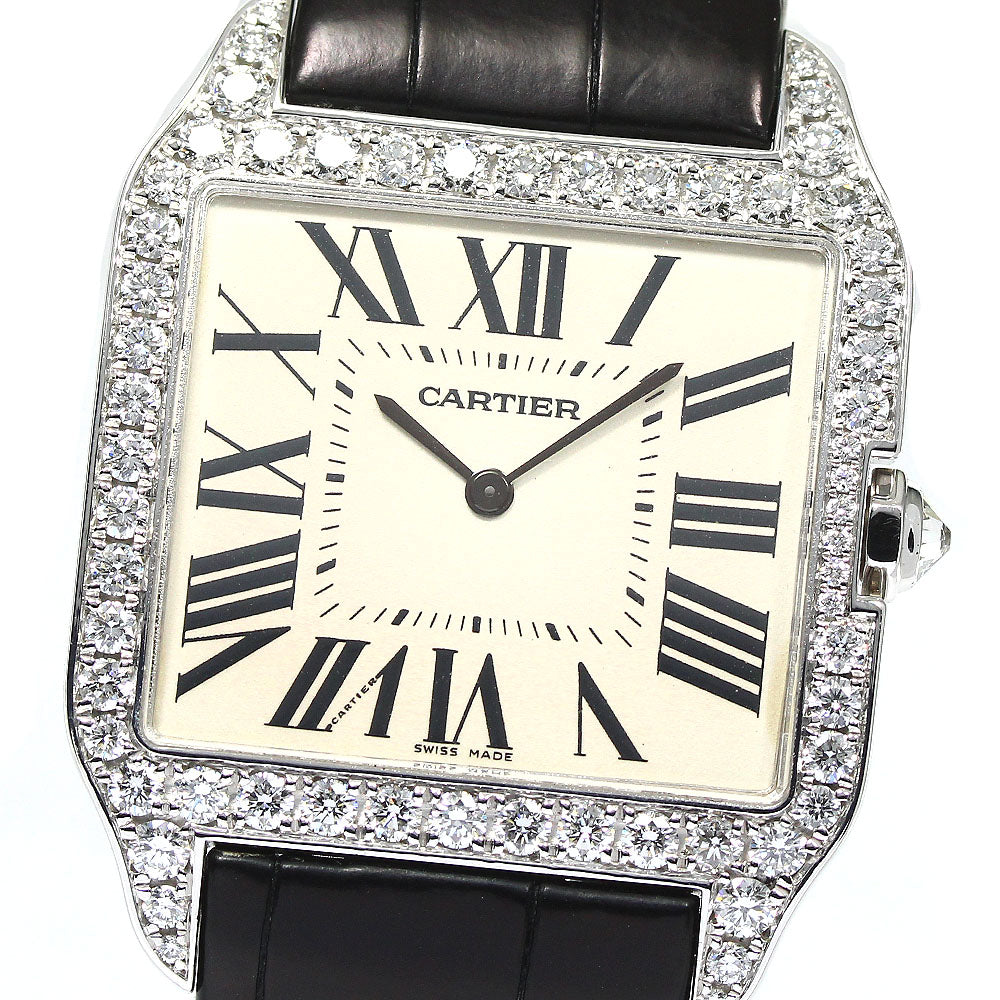 CARTIER Santos Dumont LM WH100651 K18WG diamond bezel Hand Winding Men's_757025