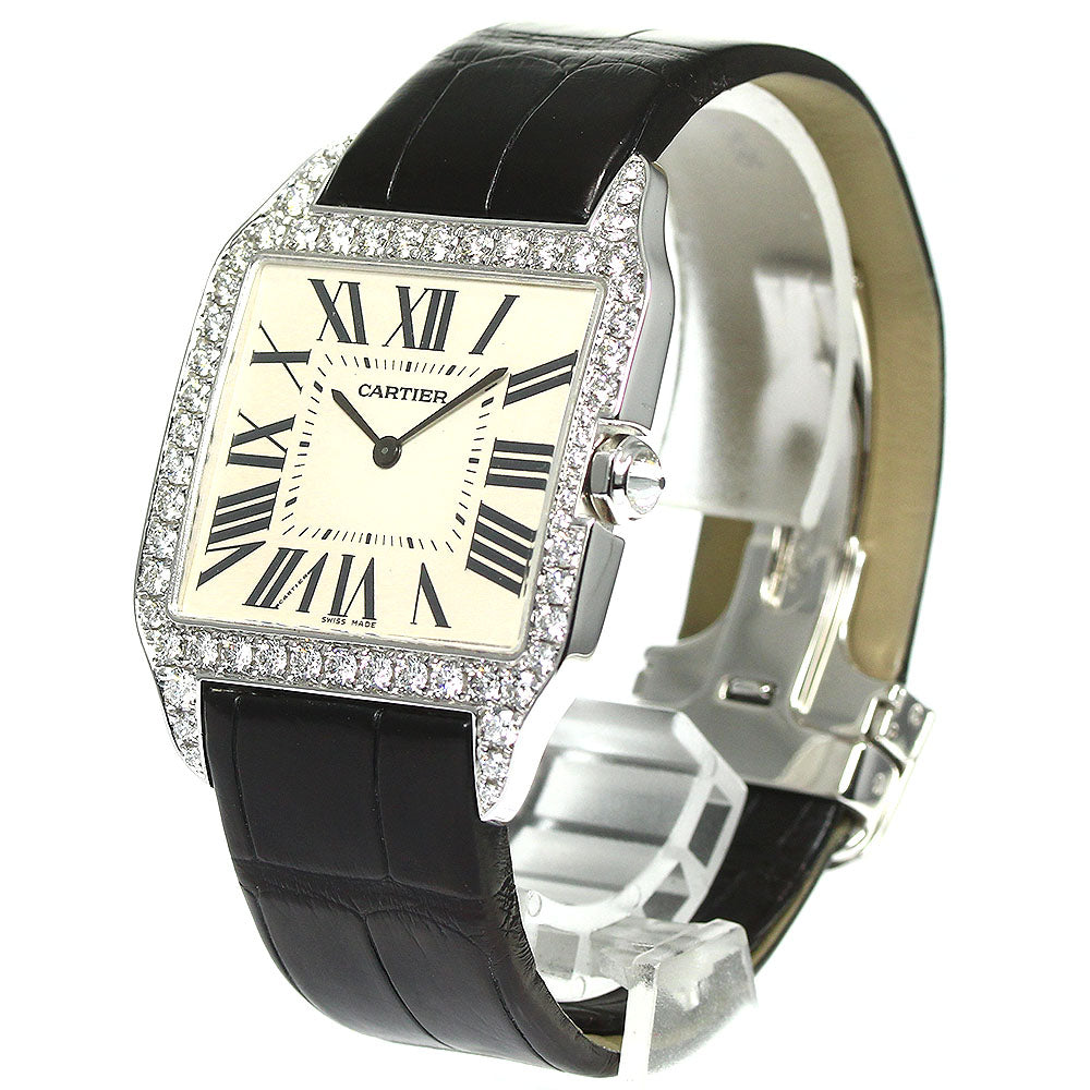 CARTIER Santos Dumont LM WH100651 K18WG diamond bezel Hand Winding Men's_757025
