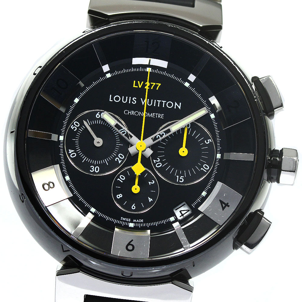 LOUIS VUITTON Tambour in Black Q114K Chronograph Automatic Men's Watch_759090