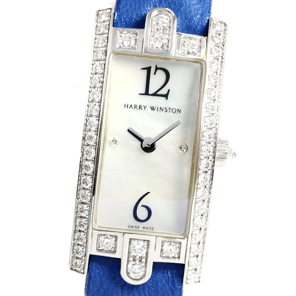 HARRY WINSTON Avenue 332LQW K18WG diamond bezel 2P Quartz Ladies Watch_759197