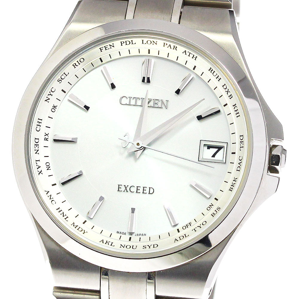 CITIZEN Exceed CB1030-51A Date Silver Dial Solar Powered Radio Men's_760027