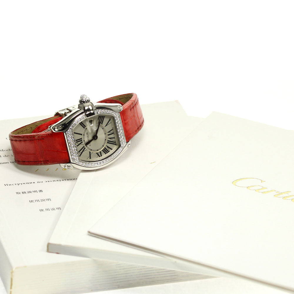 CARTIER Roadster WE500260 Diamond bezel K18WG Silver Dial Quartz Ladies_760411