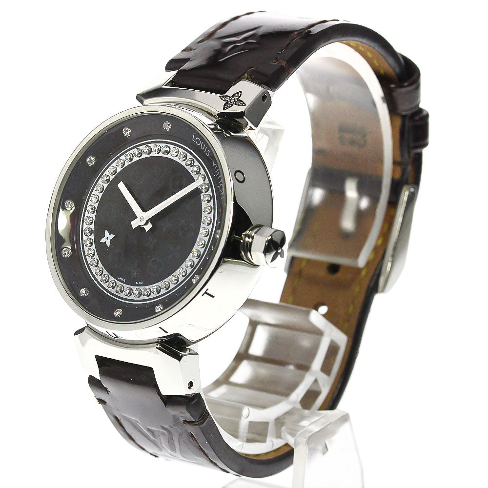 LOUIS VUITTON Tambour Disc Amarant Diamon MM Q1319 diamond Quartz Ladies_760445