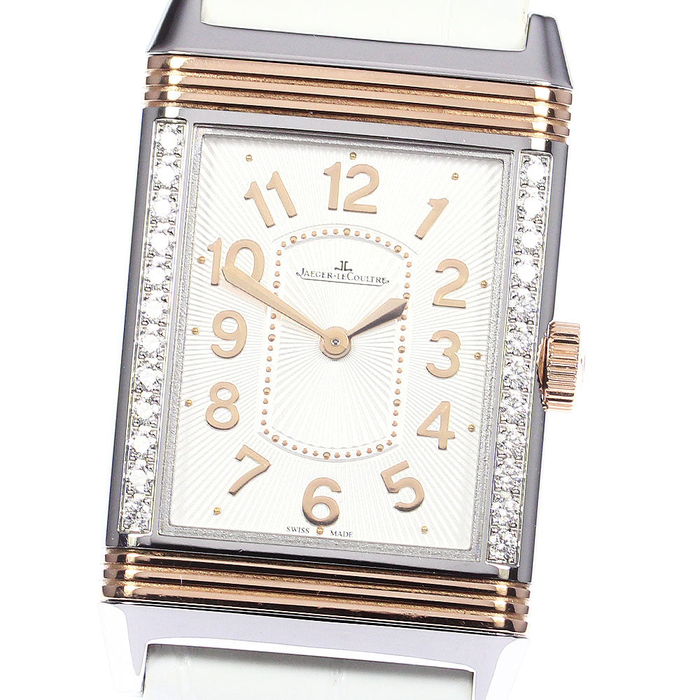 JAEGER-LECOULTRE Grand Reverso Ultra Slim 268.D.86 Side diamond Silver Dial Hand Winding Ladies Watch_761098