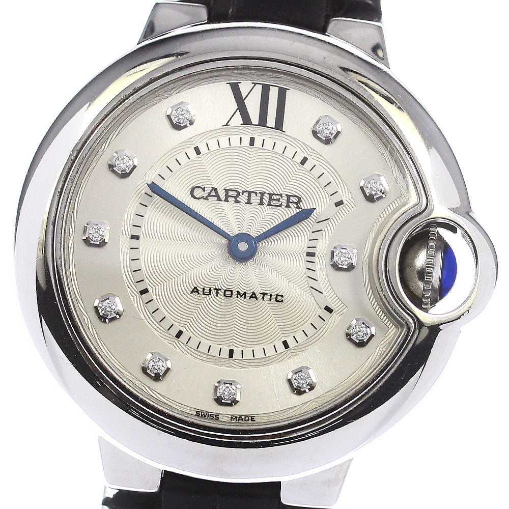 CARTIER Ballon Bleu W4BB0009 11P diamond Silver Dial Automatic Ladies_762195