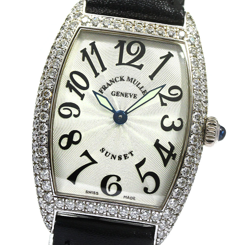 FRANCK MULLER Tonneau Curvex 1752QZ K18WG after diamond bezel Silver Dial Quartz Ladies Watch_762241