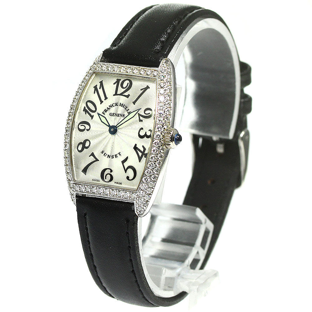 FRANCK MULLER Tonneau Curvex 1752QZ K18WG after diamond bezel Silver Dial Quartz Ladies Watch_762241