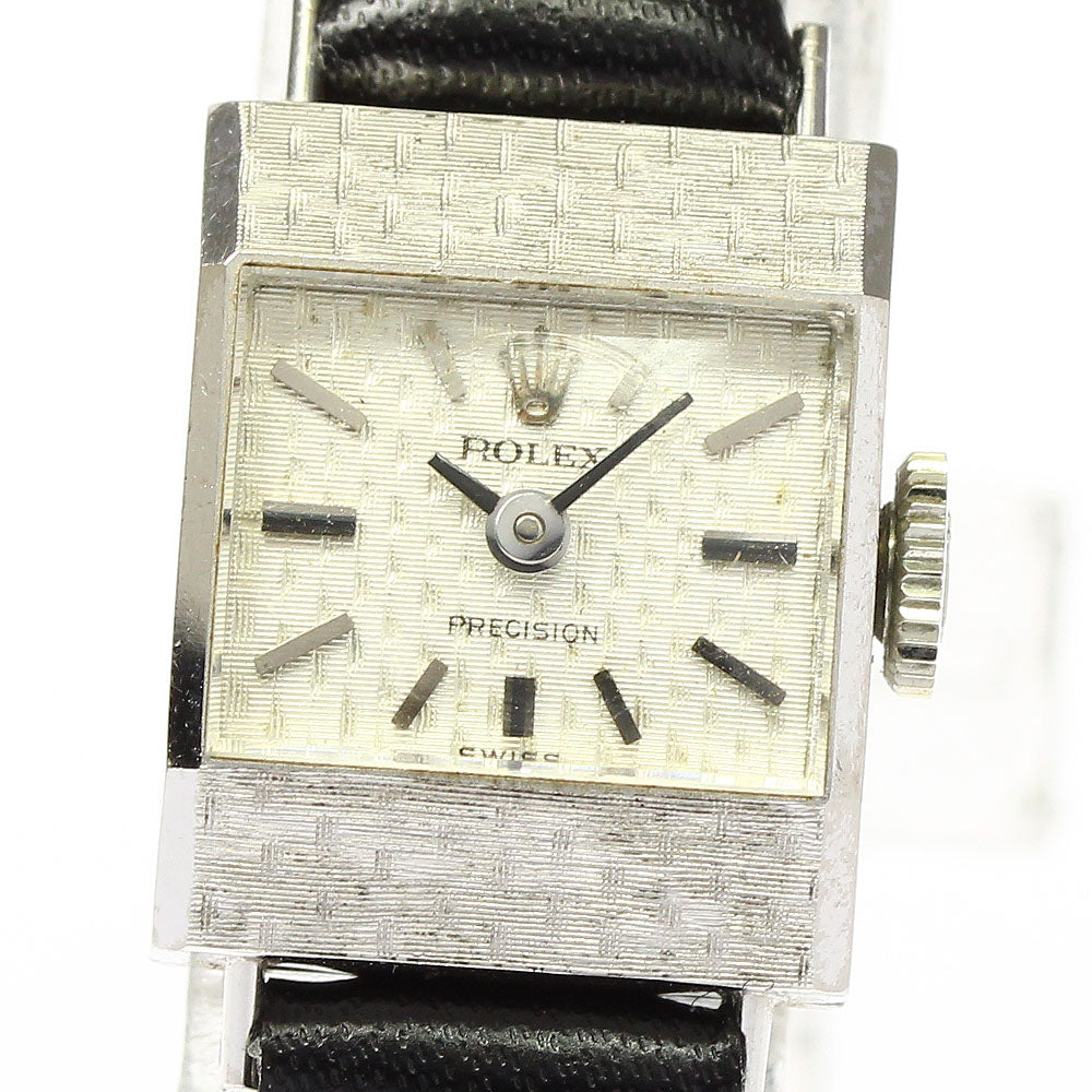 ROLEX Precision K18WG cal.1800 Silver Dial Hand Winding Ladies Watch_763503