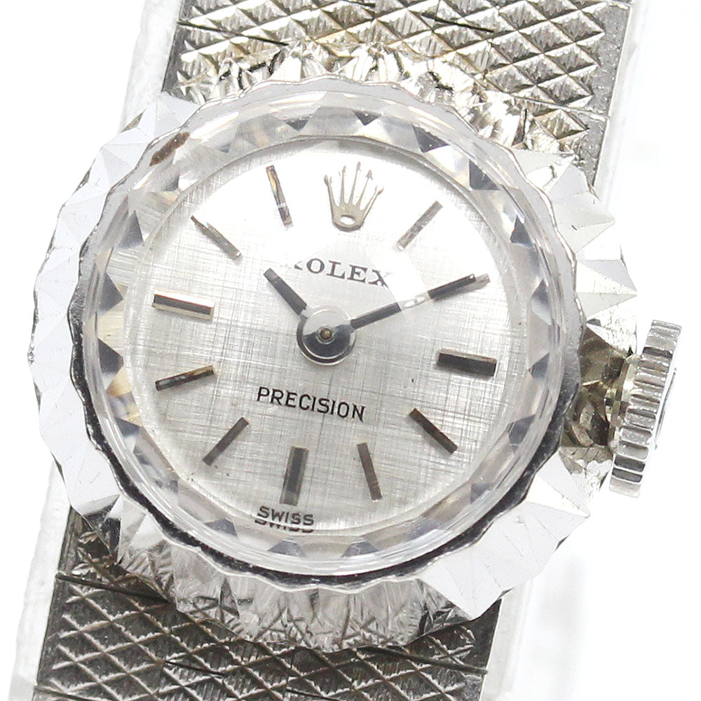 ROLEX Precision K18WG Cal.1400 cut glass Silver Dial Hand Winding Ladies_764832