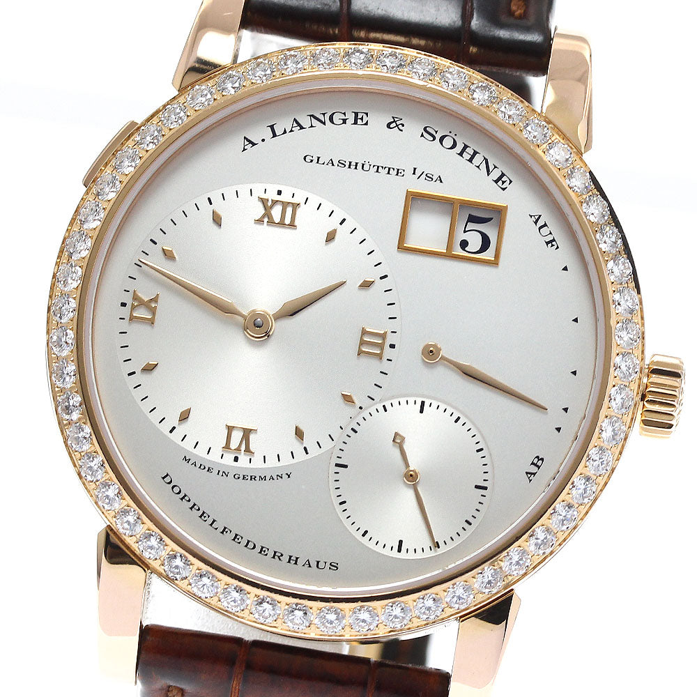 A.LANGE＆SOHNE Lange 1 180350 LS1014ZA/802.037 K18PG diamond bezel Silver Dial Hand Winding Men's Watch_764924