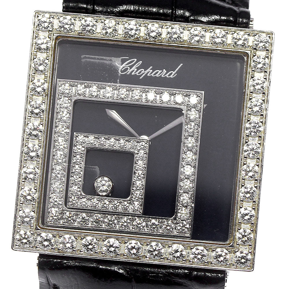 Chopard happy spirit square 20/7196-20 Diamond bezel K18WG black Dial Quartz Men's Watch_765192