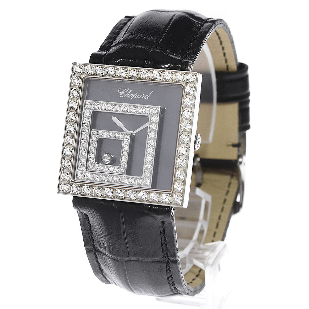 Chopard happy spirit square 20/7196-20 Diamond bezel K18WG black Dial Quartz Men's Watch_765192