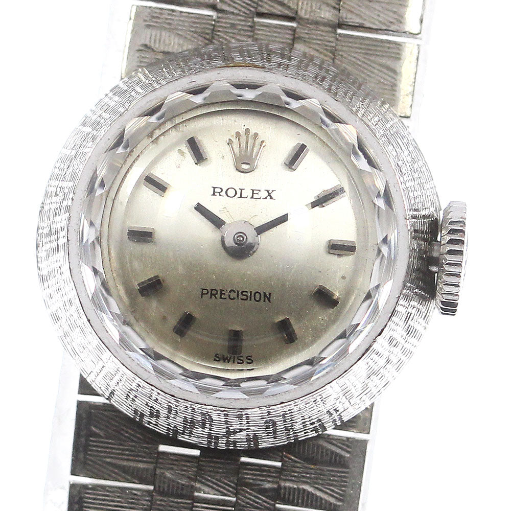 ROLEX Precision cut glass 2032 K18WG cal.1400 Silver Dial Hand Winding Ladies Watch_766275