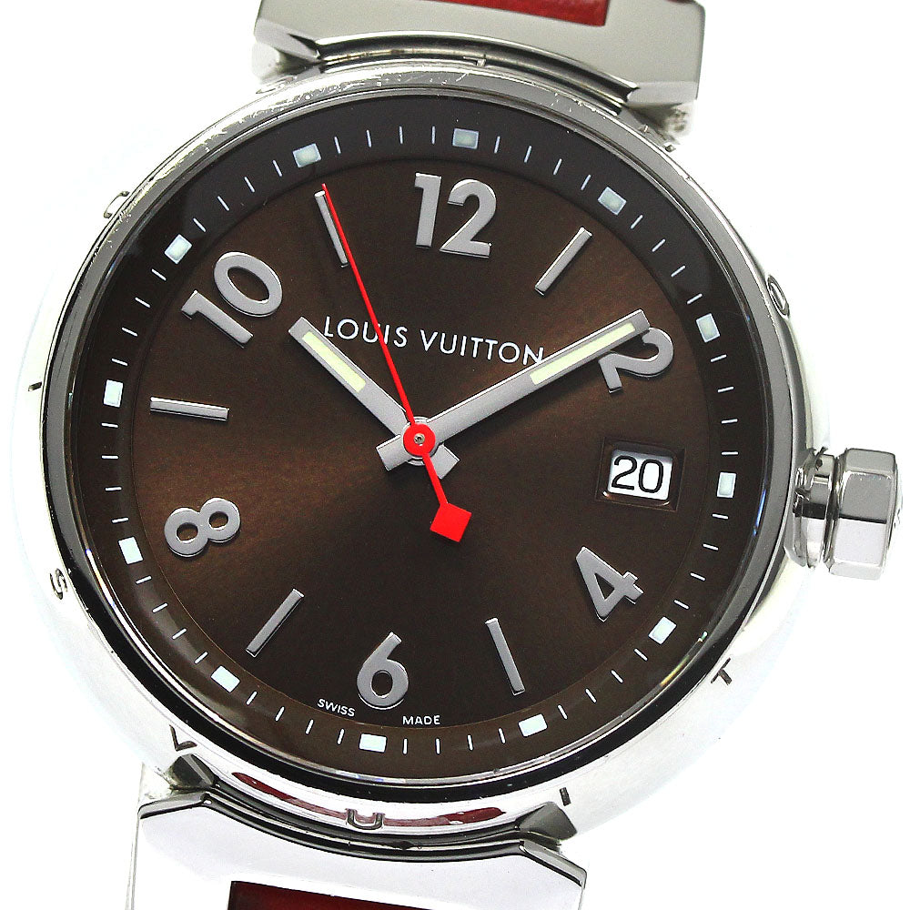 LOUIS VUITTON Tambour Q1329 Date Brown Dial Quartz Ladies Watch_768113