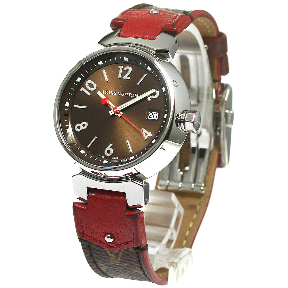 LOUIS VUITTON Tambour Q1329 Date Brown Dial Quartz Ladies Watch_768113