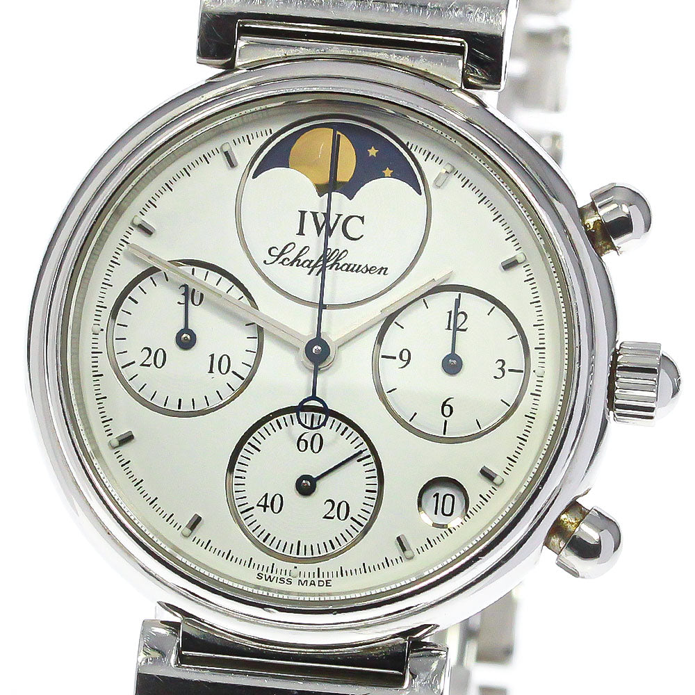 IWC SCHAFFHAUSEN Little da vinci 3736-006 Chronograph Moon Phase white Dial Quartz Ladies Watch_768246