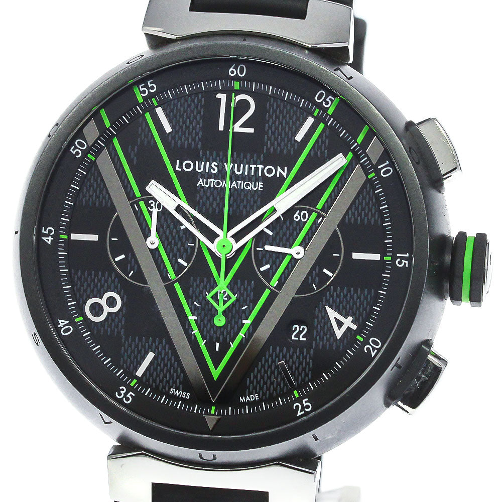 LOUIS VUITTON Tambour Damier Graffit Race QA130 Chronograph AT Men's_768572