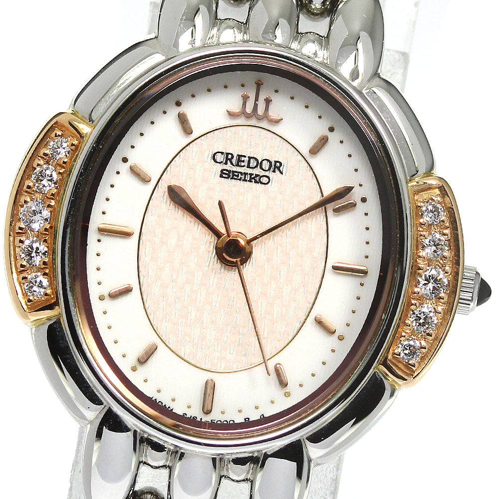 SEIKO CREDOR 2J81-5000 Side diamond Quartz Ladies Watch_769163