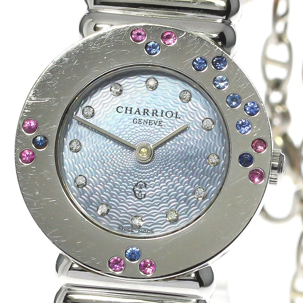 PHILIPPE CHARRIOL Saint Tropez 12P Blue shell Dial Quartz Ladies Watch_769378