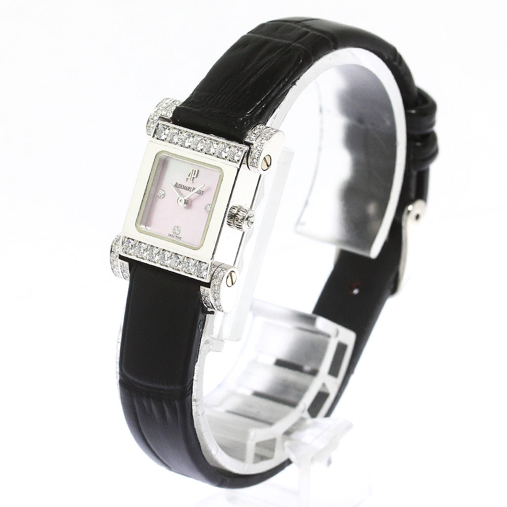 AUDEMARS PIGUET K18WG 3P diamond Pink shell Dial Quartz Ladies Watch_769614