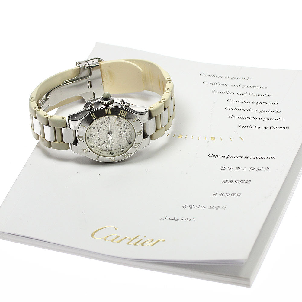 CARTIER CHRONOSCAPH W10197U2 Date white Dial Quartz Ladies Watch_770642