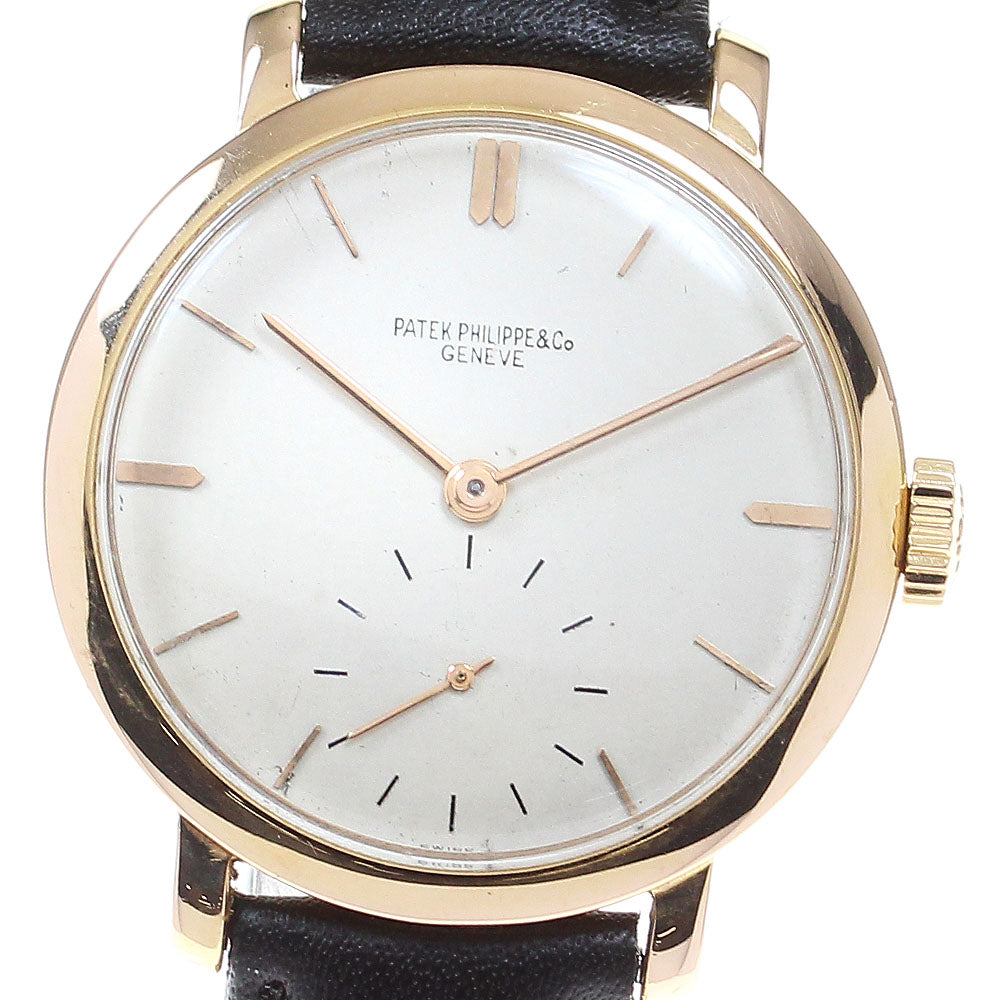 PATEK PHILIPPE Calatrava 18K Pink Gold beige Dial Hand Winding Men's Watch_771558