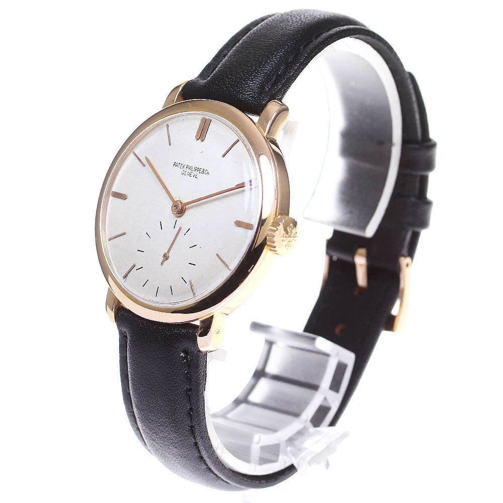 PATEK PHILIPPE Calatrava 18K Pink Gold beige Dial Hand Winding Men's Watch_771558