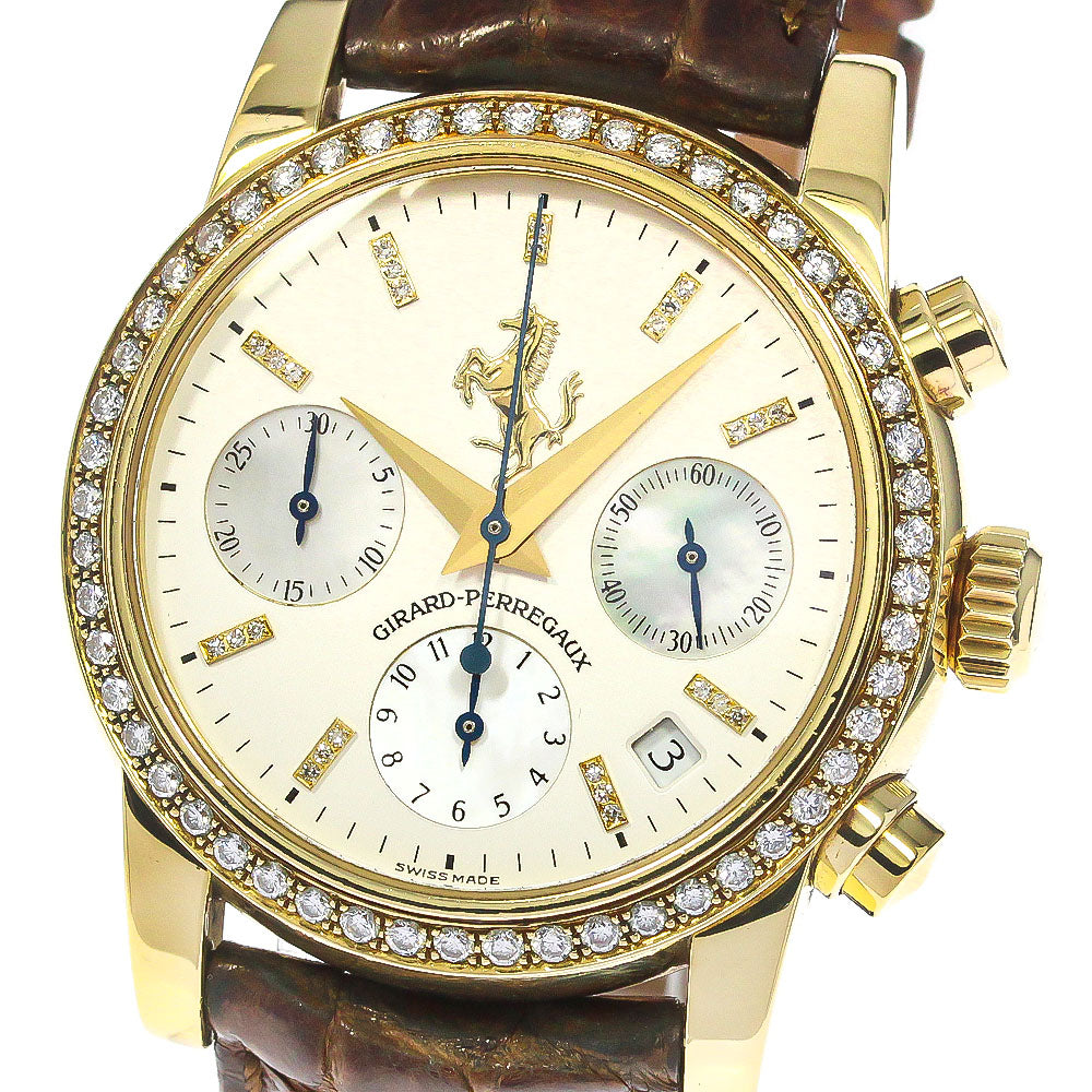 GIRARD PERREGAUX Ferrari 8022 Chronograph K18YG Diamond Bezel beige Dial Automatic Men's Watch_772723