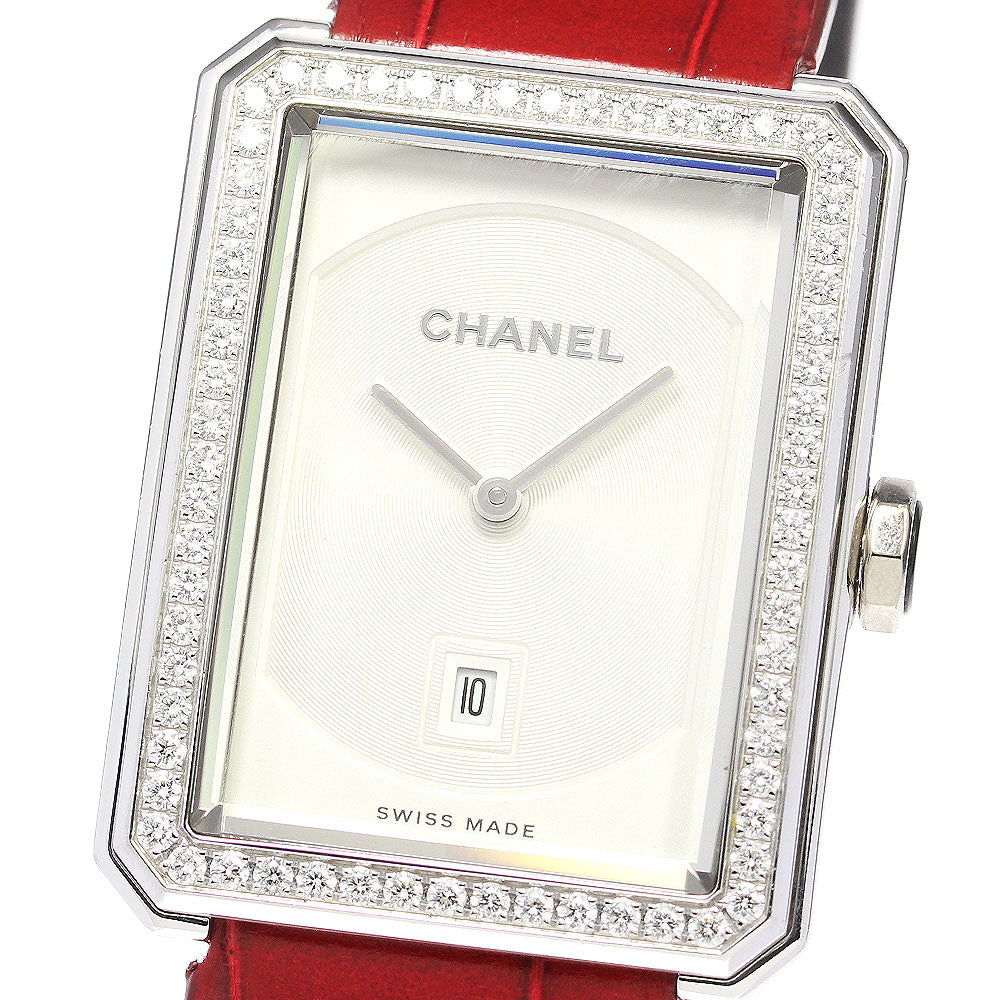 CHANEL boy friend H4470 K18WG diamond bezel white Dial Quartz Men's Watch_773189