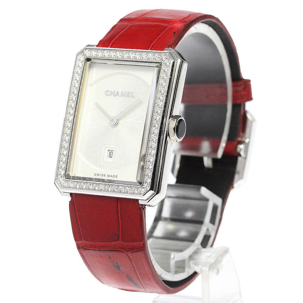 CHANEL boy friend H4470 K18WG diamond bezel white Dial Quartz Men's Watch_773189