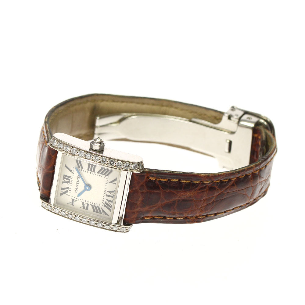 CARTIER Tank francaise SM W5001256 K18WG after diamond bezel beige Dial Quartz Ladies Watch_774234