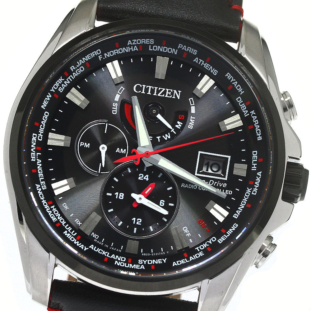 CITIZEN Eco Drive Double Direct Flight AT9065-00E black Dial Solar Powered Radio Men's Watch_774679