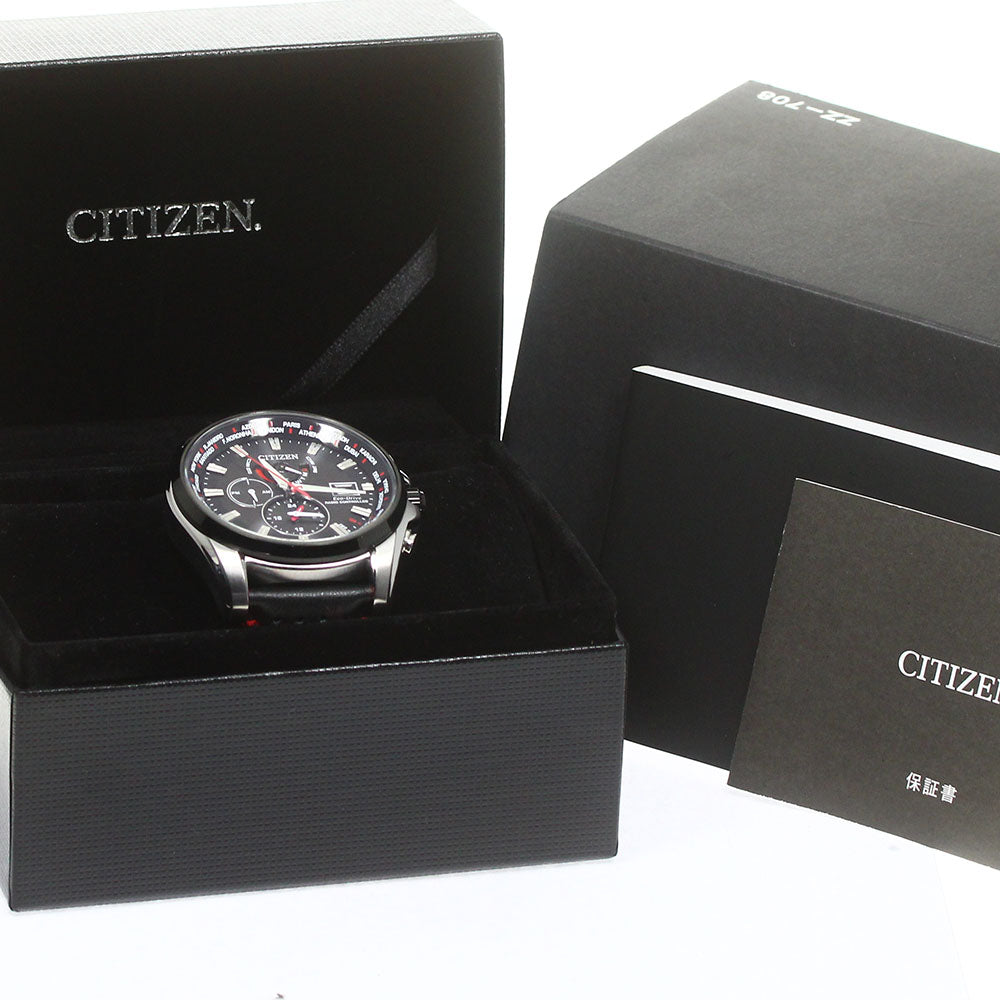 CITIZEN Eco Drive Double Direct Flight AT9065-00E black Dial Solar Powered Radio Men's Watch_774679