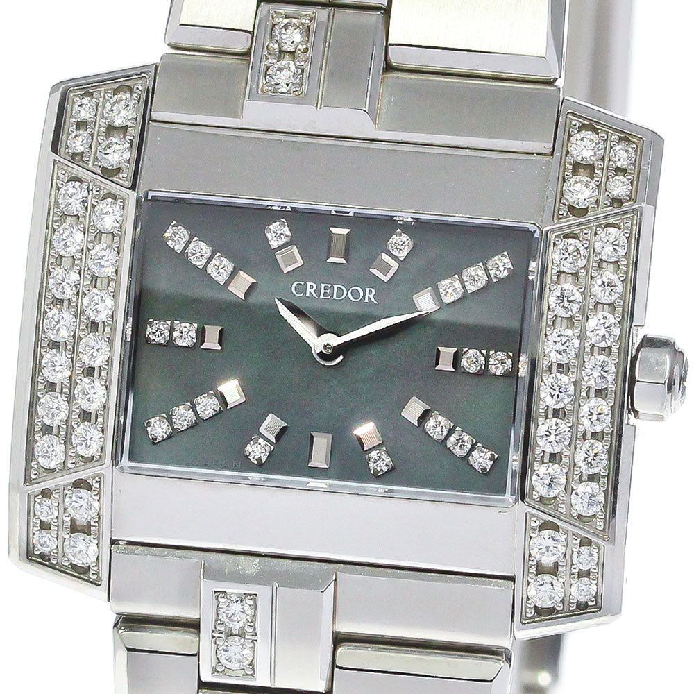 SEIKO CREDOR node GSTE893/1E70-0BL0 Diamond Bezel Black shell Dial Quartz Ladies Watch_774687