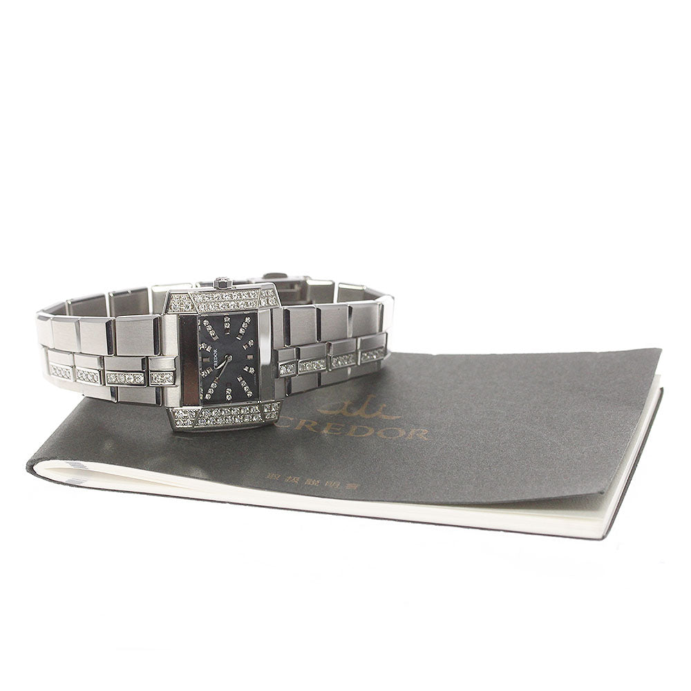 SEIKO CREDOR node GSTE893/1E70-0BL0 Diamond Bezel Black shell Dial Quartz Ladies Watch_774687