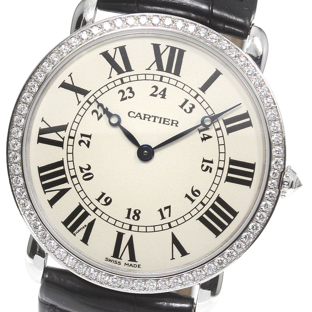 CARTIER Rondolui WR000551 K18WG diamond bezel beige Dial Hand Winding Men's Watch_775810