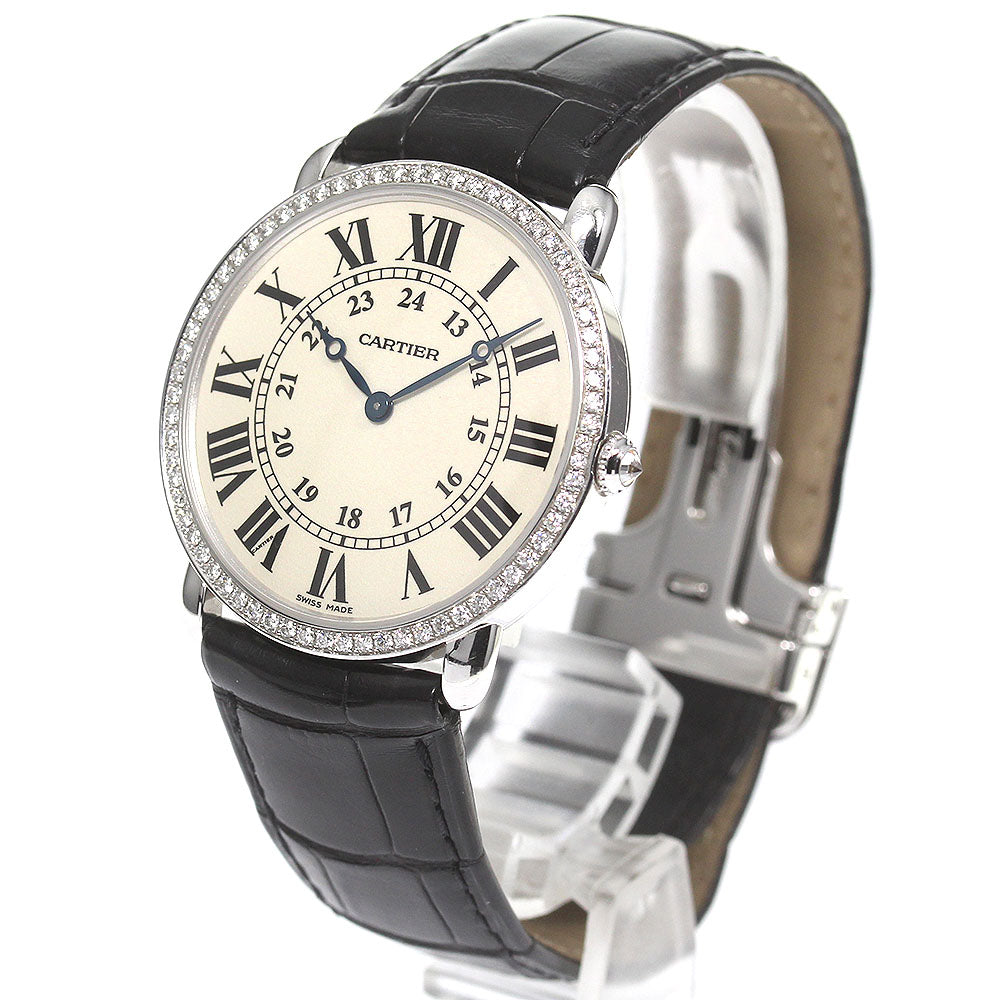 CARTIER Rondolui WR000551 K18WG diamond bezel beige Dial Hand Winding Men's Watch_775810