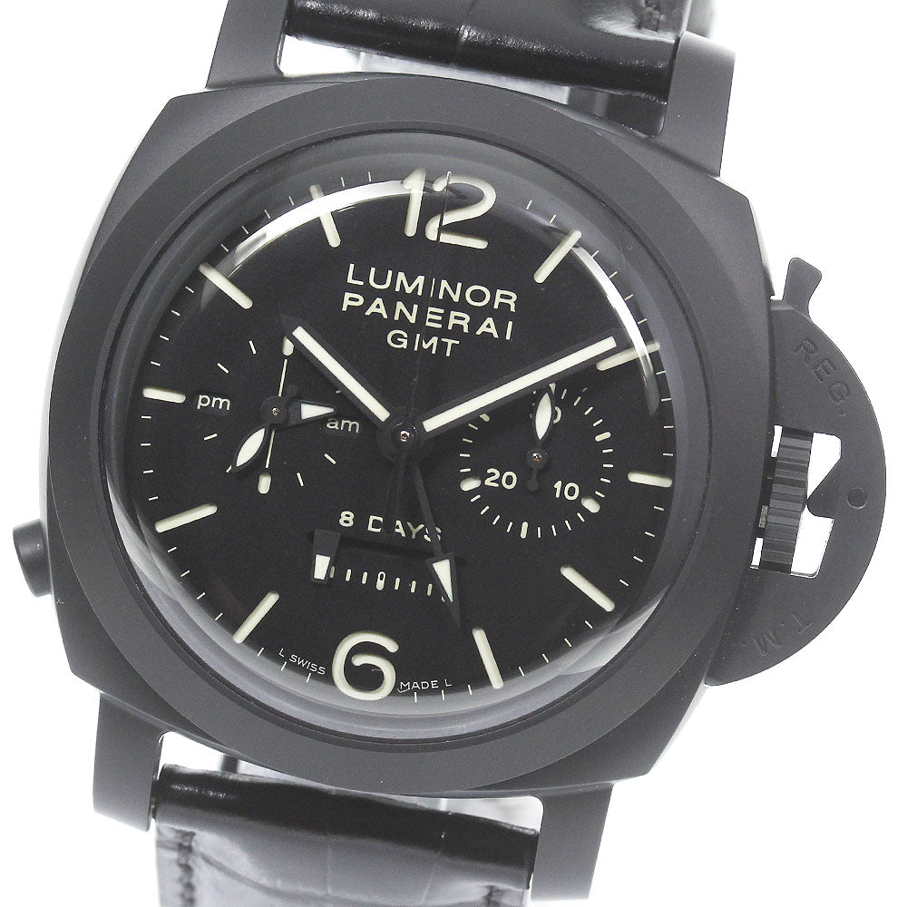 PANERAI Luminor Chrono Monopulsante 8 Days PAM00317 GMT black Dial Hand Winding Men's Watch_775853