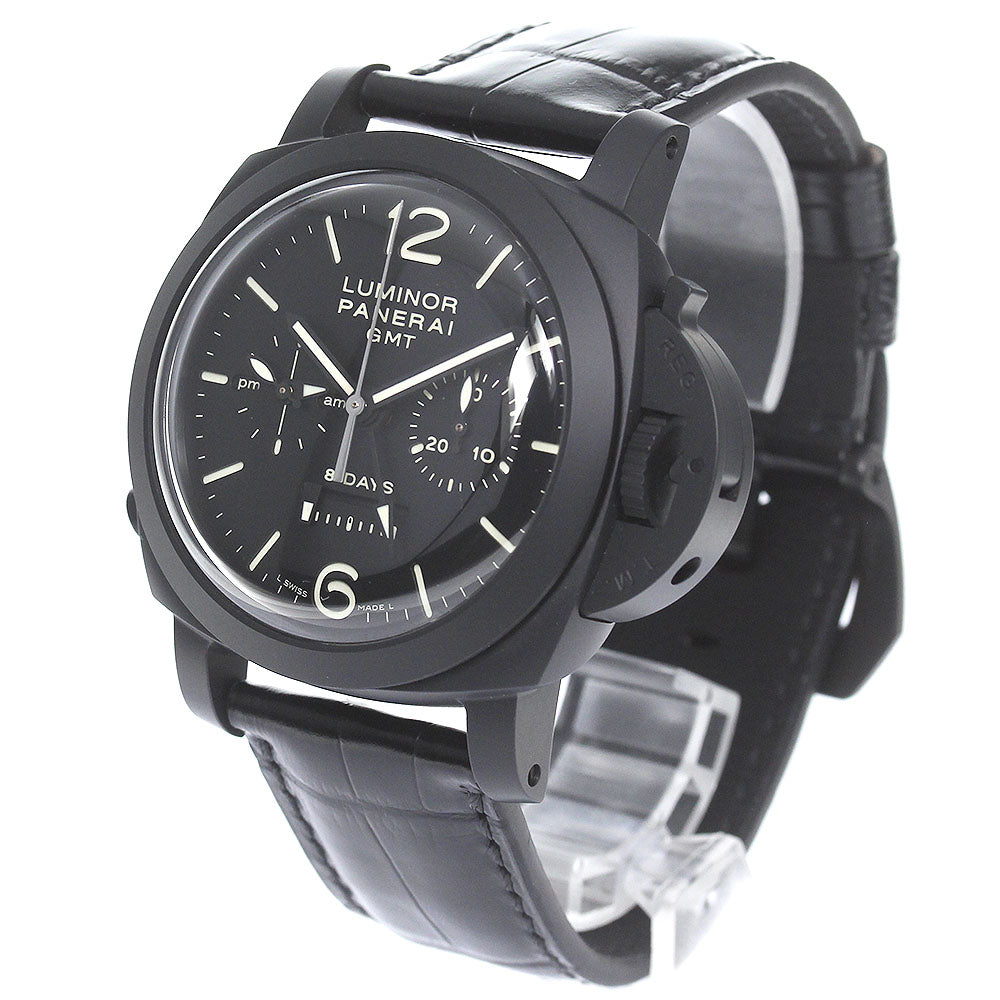 PANERAI Luminor Chrono Monopulsante 8 Days PAM00317 GMT black Dial Hand Winding Men's Watch_775853